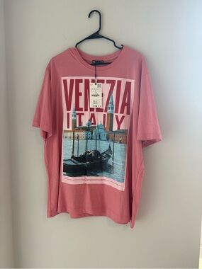 Zara Dusty Rose Venezia Italy Graphic Tee